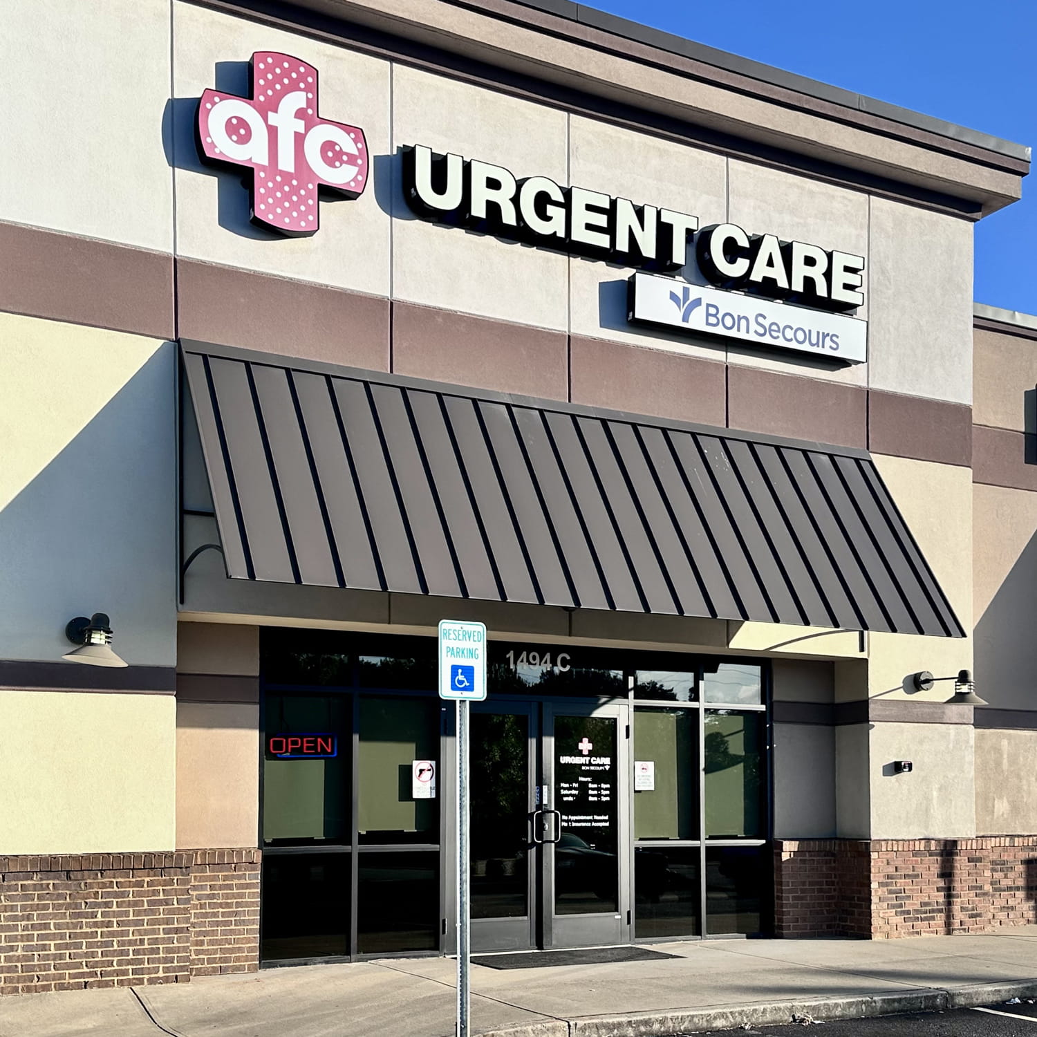 exterior of AFC Urgent Care Bon Secours — Greer